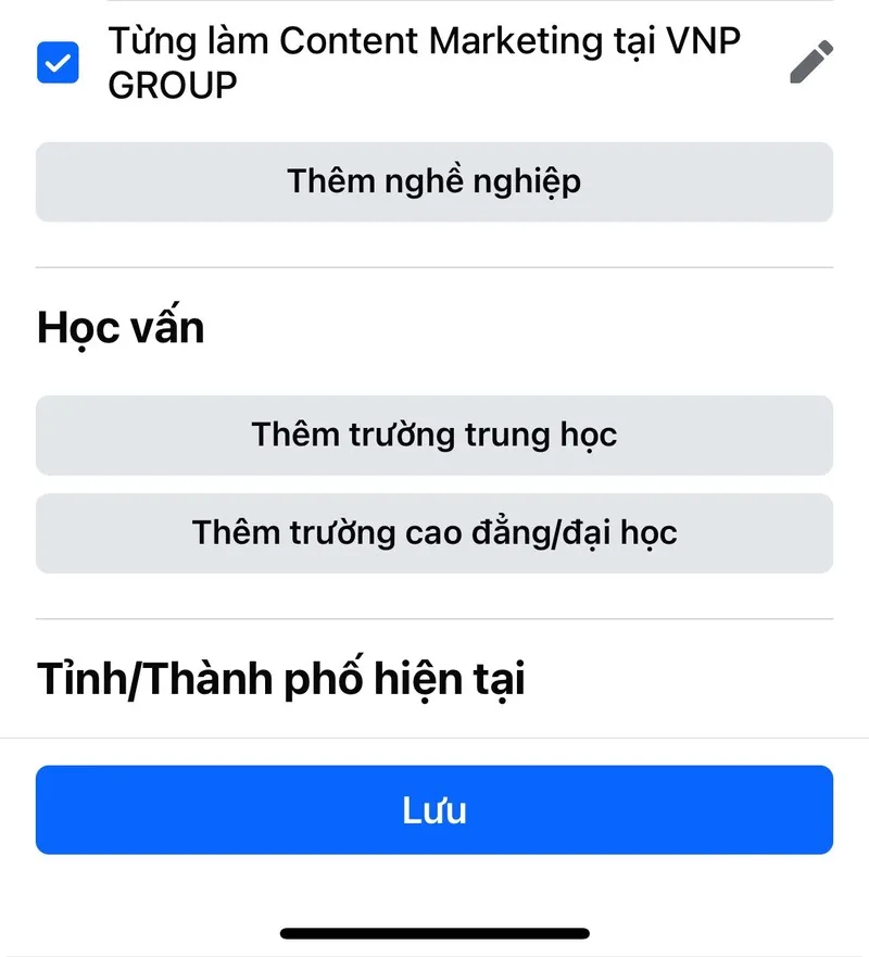Bước 3: Sử dụng biểu tượng Cây bút để chỉnh sửa hoặc nhấn Thêm để bổ sung thông tin