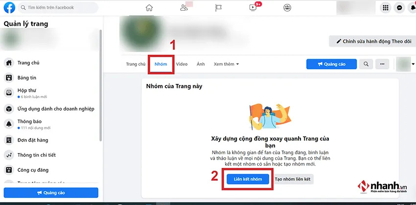 Bước 4: Click vào “Liên kết nhóm” để hoàn thành cách liên kết fanpage với group