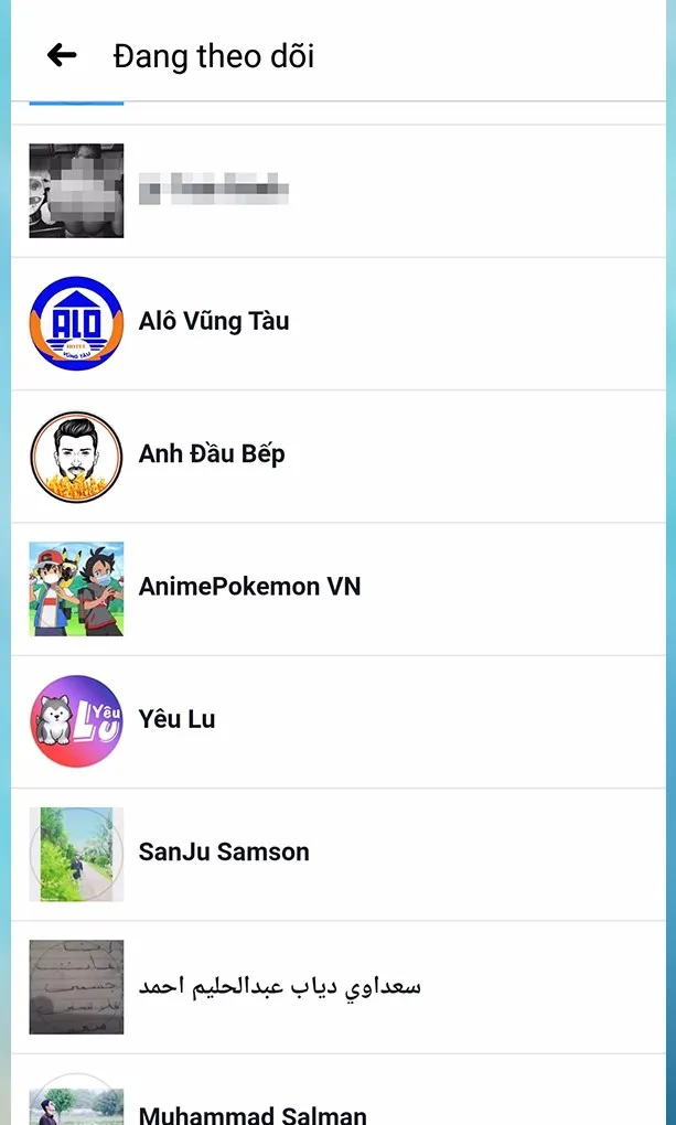 Bước 4: Danh sách người mình đang theo dõi hiển thị trên điện thoại