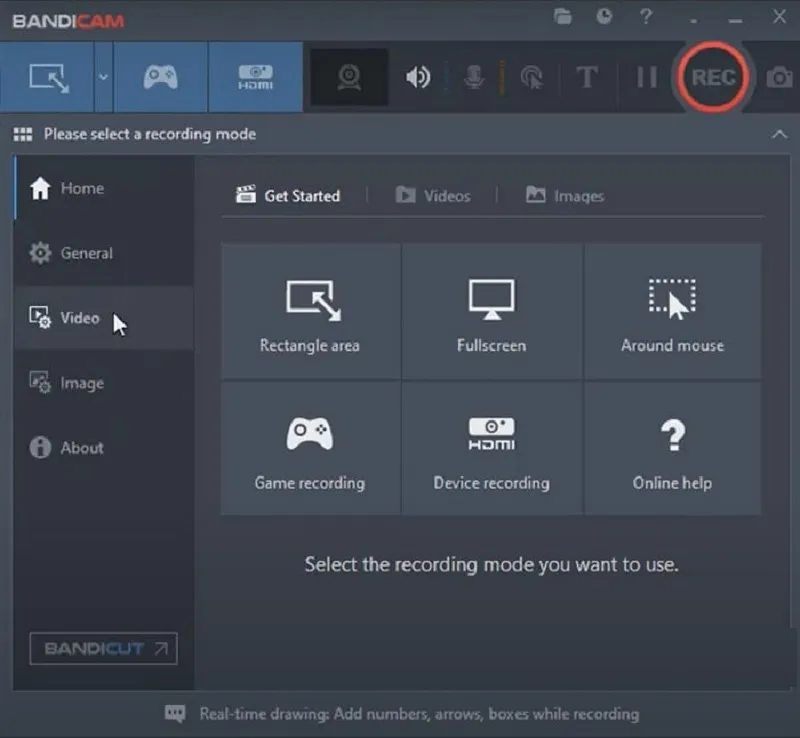 Bước 4 Kích hoạt: Khởi động Bandicam phiên bản full crack đã được kích hoạt