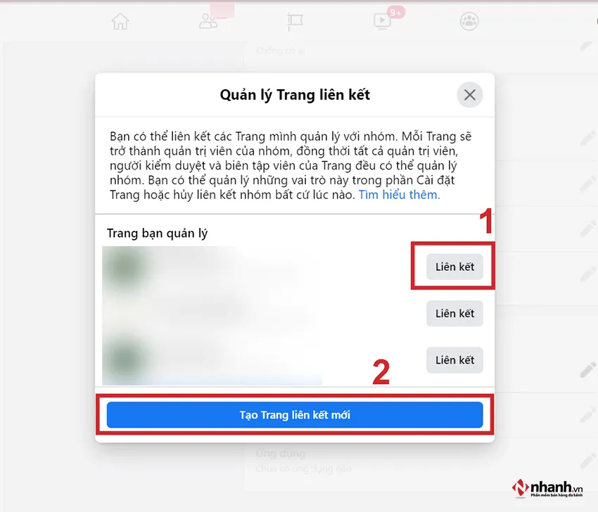 Bước 4: Nhấn chọn Fanpage muốn liên kết với Group và click “Liên kết”
