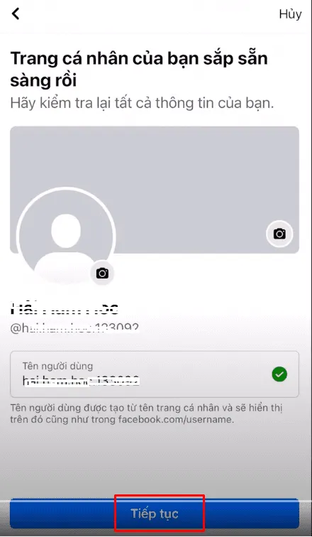 Bước 5: Tùy chỉnh ảnh đại diện và ảnh bìa cho nick facebook phụ mới