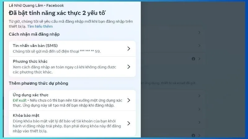 Bước 6: Chọn các phương thức xác thực như hình bên dưới