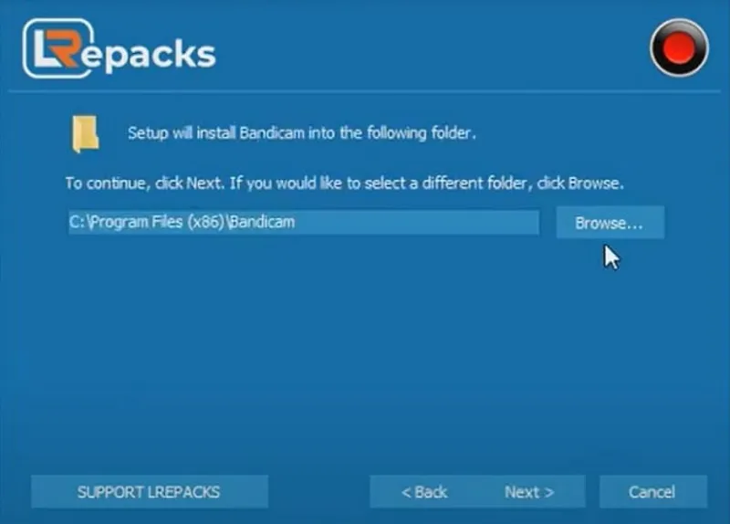 Bước 6: Lựa chọn thư mục cài đặt cho Bandicam