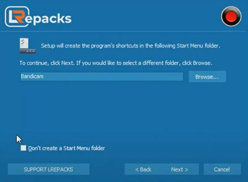 Bước 7: Tùy chọn tạo biểu tượng Bandicam trên màn hình máy tính