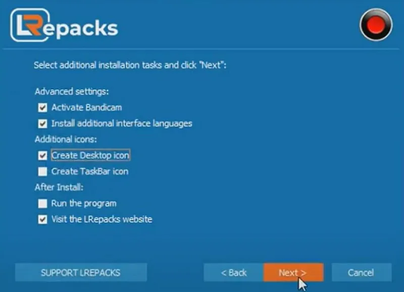 Bước 8: Bắt đầu quá trình cài đặt Bandicam vào hệ thống