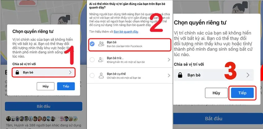 Bước chọn Tìm Kiếm Quanh Đây với Bạn Bè Facebook để kích hoạt tính năng