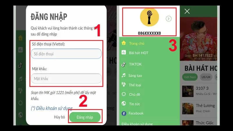Bước đăng nhập vào ứng dụng Imuzik trên điện thoại