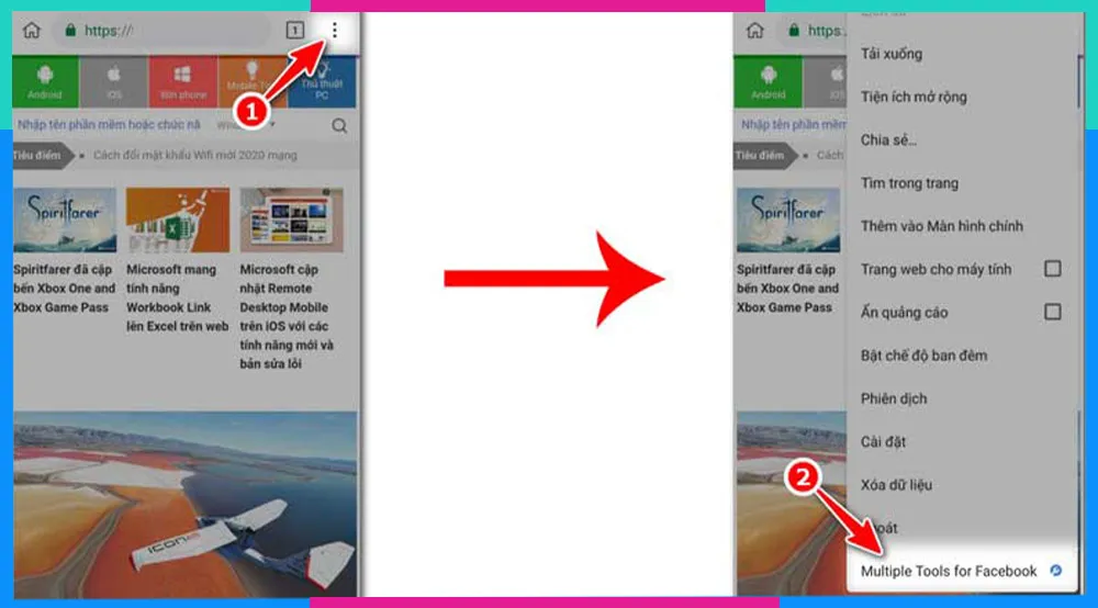 Bước tiếp theo trong công cụ Multiple Tools for Facebook