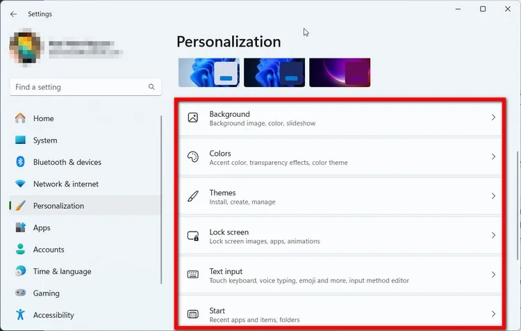 Cá nhân hóa giao diện và màn hình bằng tùy chọn Personalization