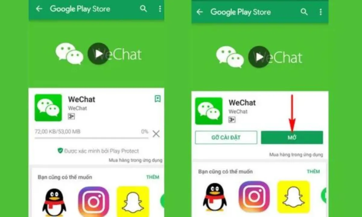 Các bước cơ bản tải ứng dụng WeChat từ Google Play Store trên điện thoại Samsung
