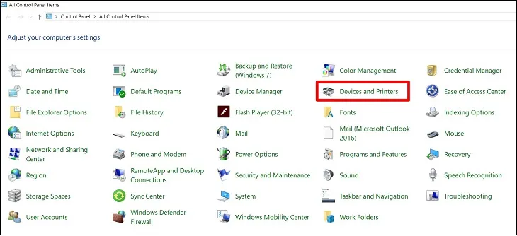 Các bước thiết lập quyền chia sẻ máy in thông qua Control Panel