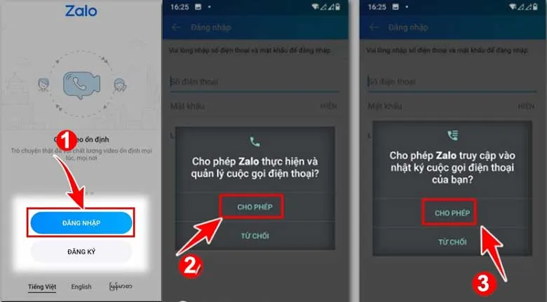 Các bước thiết lập và cấp quyền truy cập cơ bản cho Zalo trên điện thoại Samsung Android