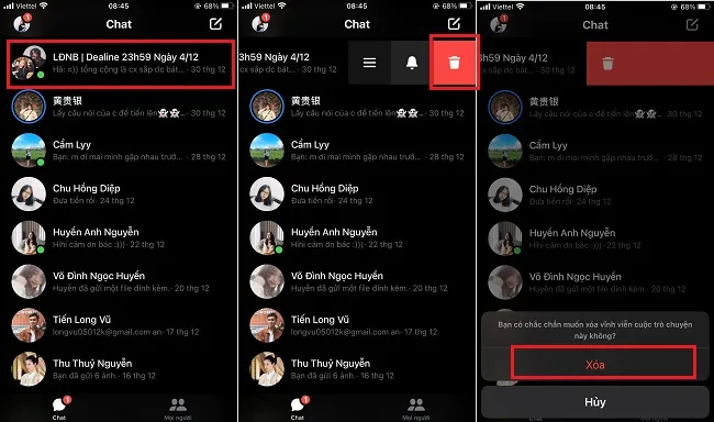 Các bước thực hiện cách xóa nhóm chat trên Facebook trên ứng dụng di động