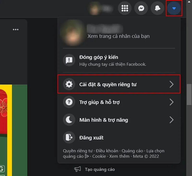 Các bước vào cài đặt quyền riêng tư để thực hiện cách bỏ follow trên facebook trên máy tính