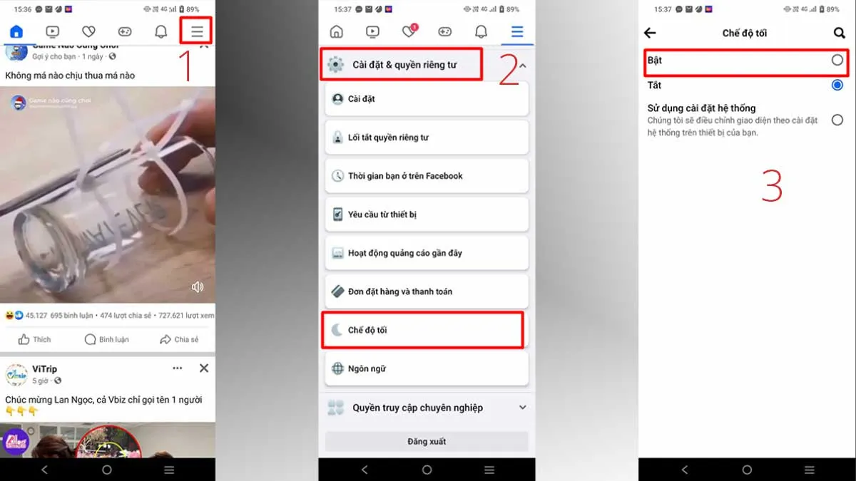 Cách bật Dark Mode Facebook trên Android