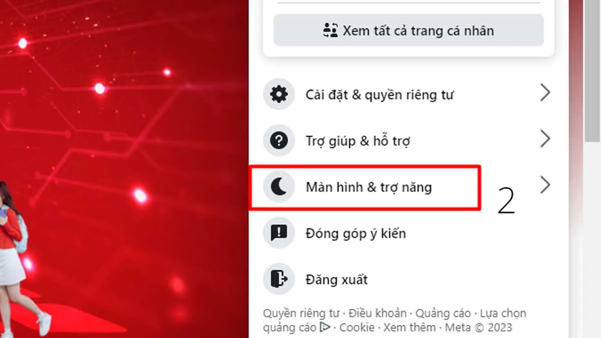 Cách bật Dark Mode Facebook trên máy tính bước 2