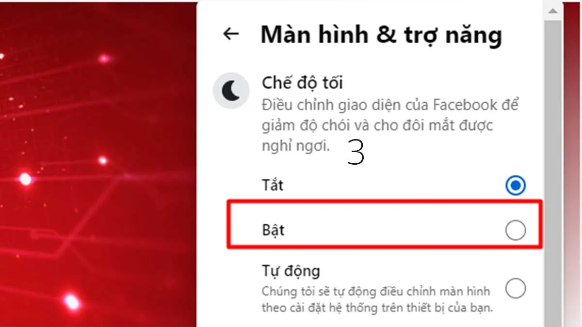 Cách bật Dark Mode Facebook trên máy tính bước 3