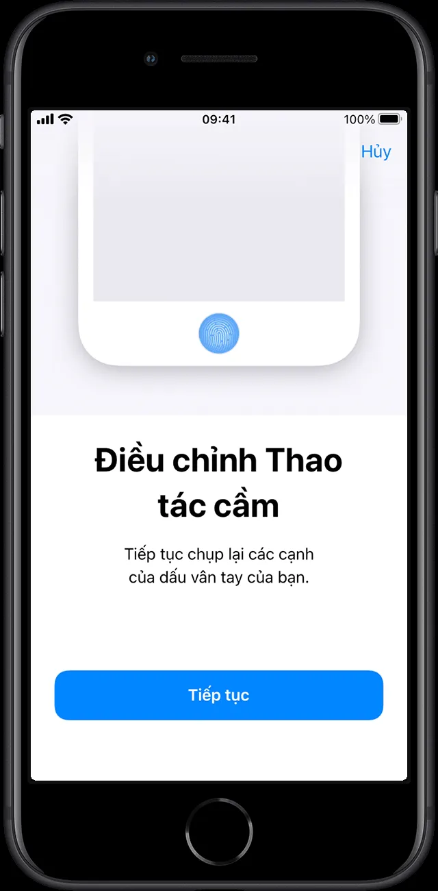 Cách cài đặt dấu vân tay cho iPhone 6 Plus: Điều chỉnh thao tác cầm và quét phần rìa