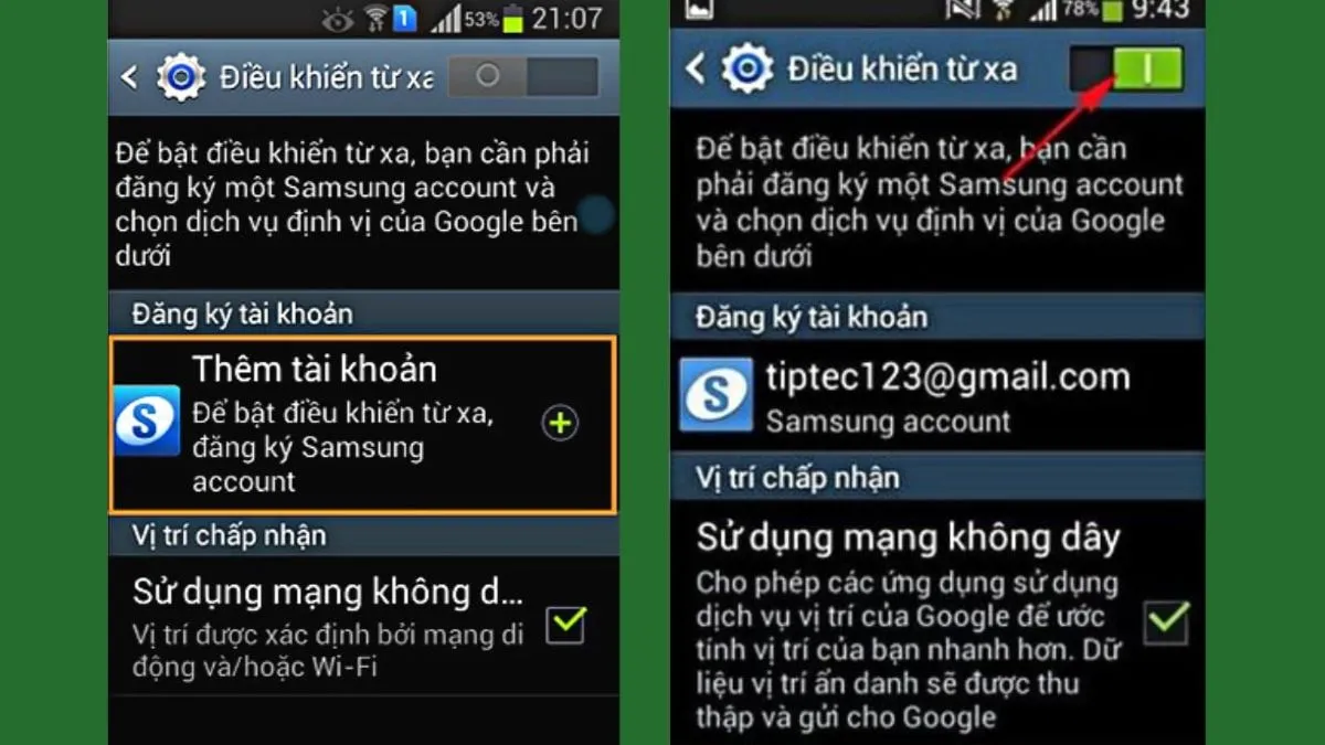 Cách cài định vị giữa 2 điện thoại Samsung bước 3
