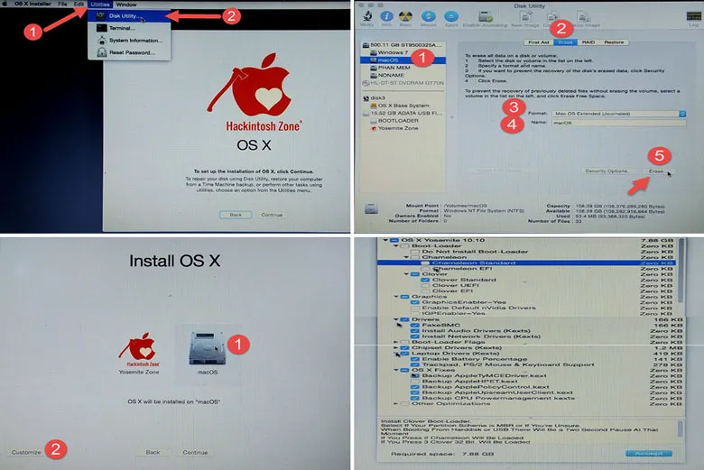 Cách cài Mac OS trên laptop thực hiện phân vùng