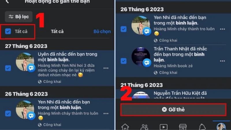 Giao diện Nhật ký hoạt động trên Facebook, hướng dẫn cách xóa thẻ tag hàng loạt