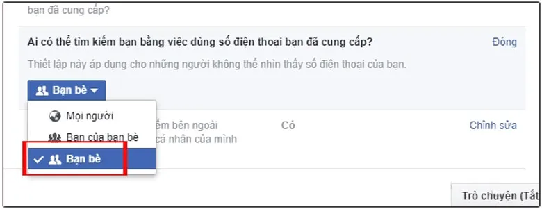 Cách chặn tìm kiếm facebook bằng số điện thoại trên máy tính: Bước 3