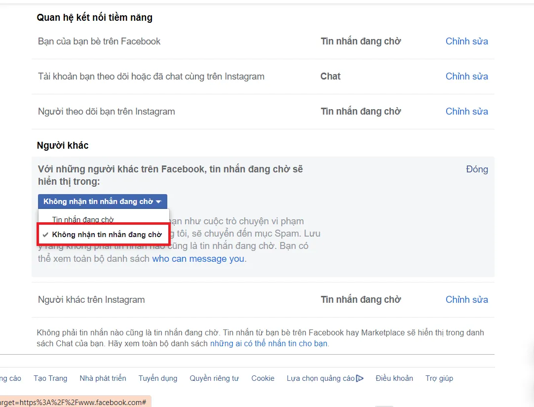 Cách chặn tin nhắn từ người lạ trên Facebook (7)