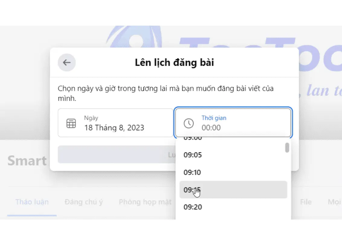 Cách đăng bài trên Page Facebook: Chọn thời gian và Lưu trong Group