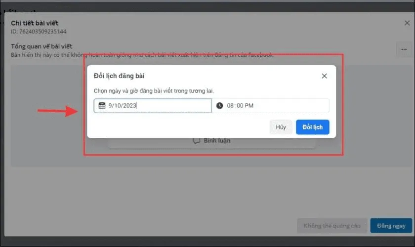 Cách đăng bài trên page Facebook: Xác nhận thay đổi lịch đăng