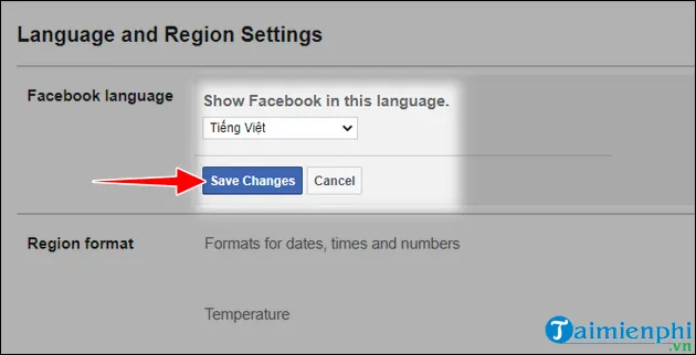 cach doi ngon ngu sang tieng viet tren facebook giao dien moi