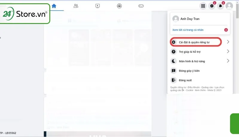 Cách đổi tên FB 1 chữ trên máy tính