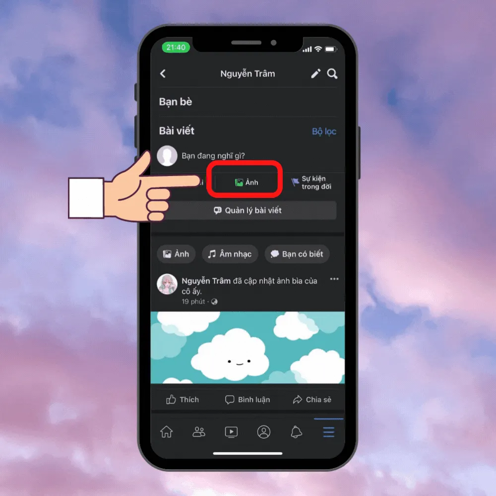 Cách gỡ ảnh đại diện trên Facebook trong Album bằng điện thoại bước 2