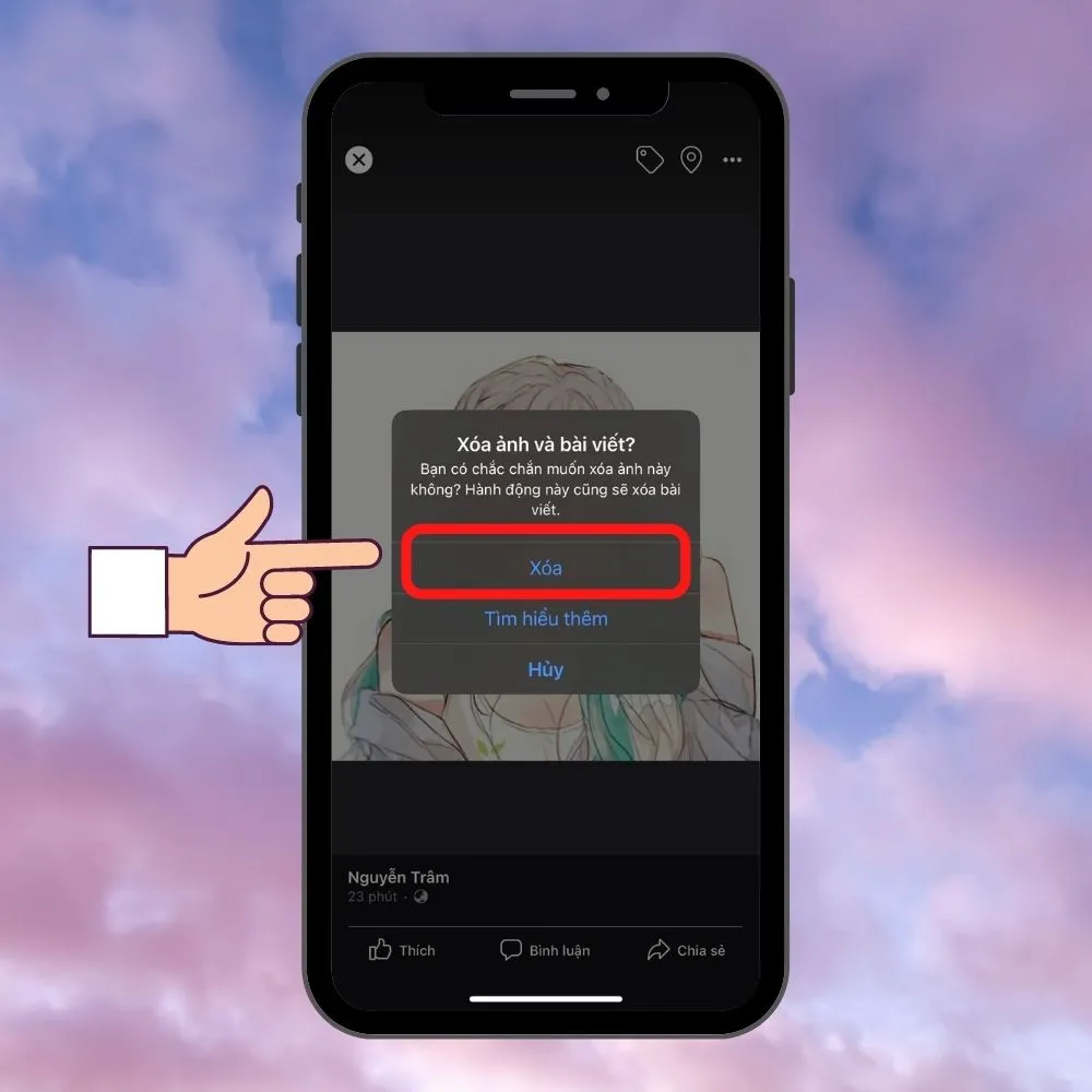 Cách gỡ ảnh đại diện trên Facebook trong Album bằng điện thoại bước 4