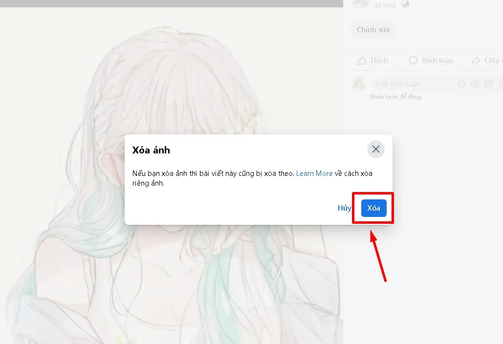 Cách gỡ ảnh đại diện trên Facebook trong Album bằng máy tính bước 4