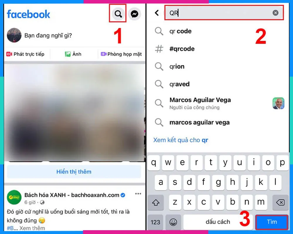 Cách kết bạn trên Facebook QR Trực tiếp B1