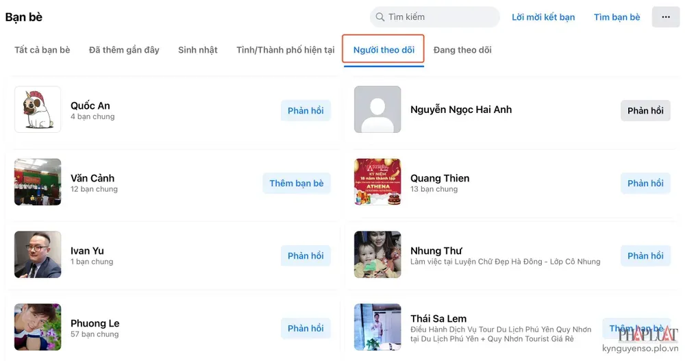 Cách kiểm tra xem ai đang theo dõi bạn trên Facebook. Ảnh: MINH HOÀNG