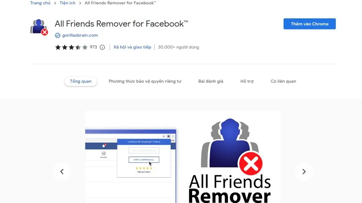 Cách lọc bạn bè không tương tác trên Facebook bằng Extension Friend Remover Free