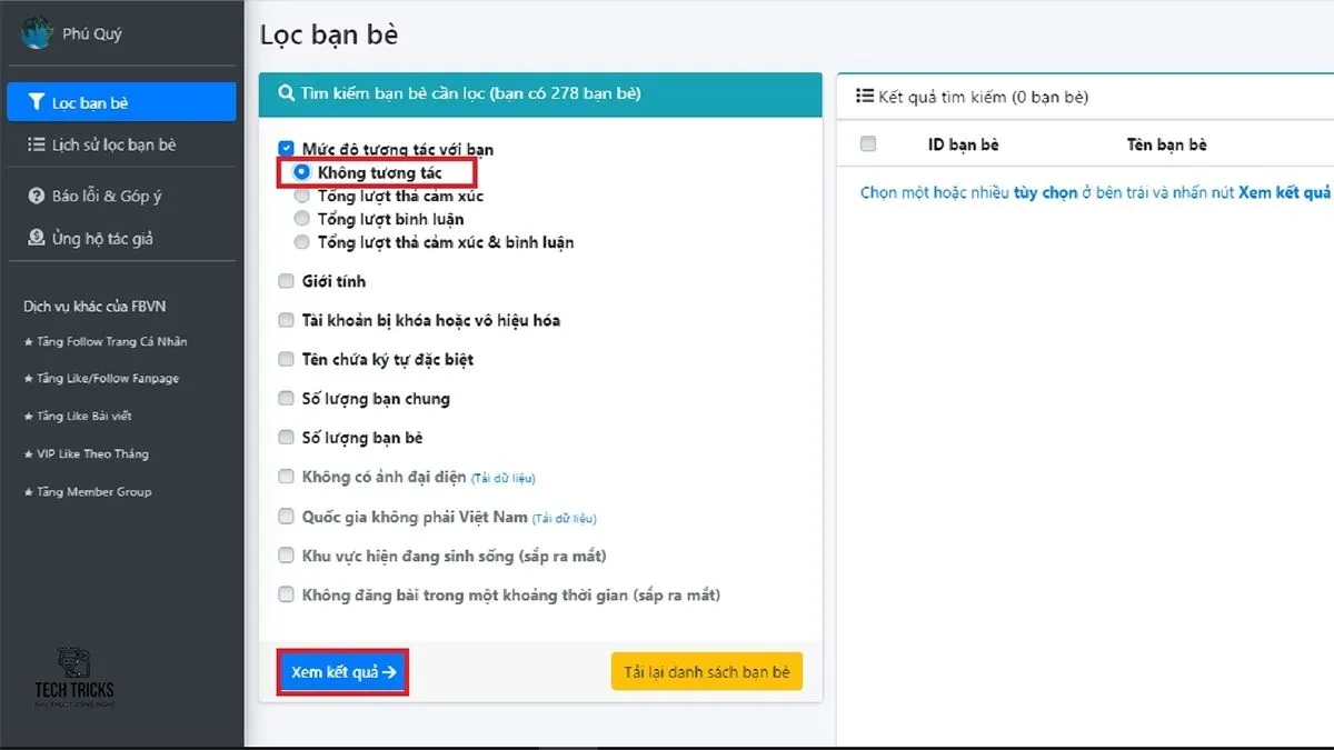 Cách lọc bạn bè không tương tác trên Facebook bằng máy tính bước 3