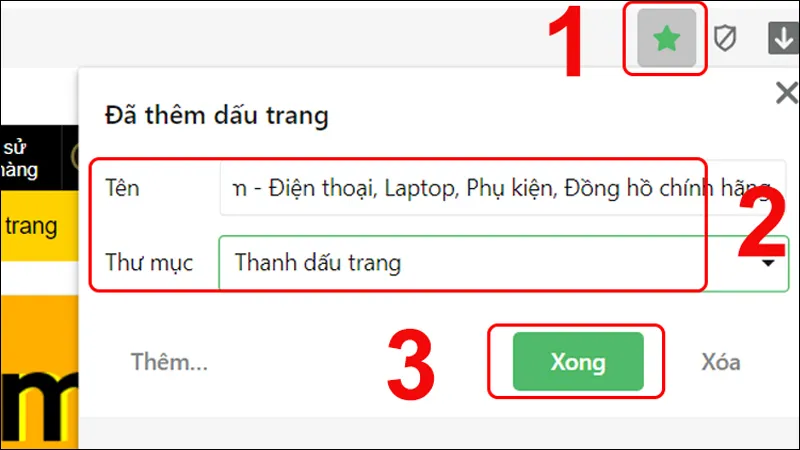 Cách lưu trang web trên Cốc Cốc
