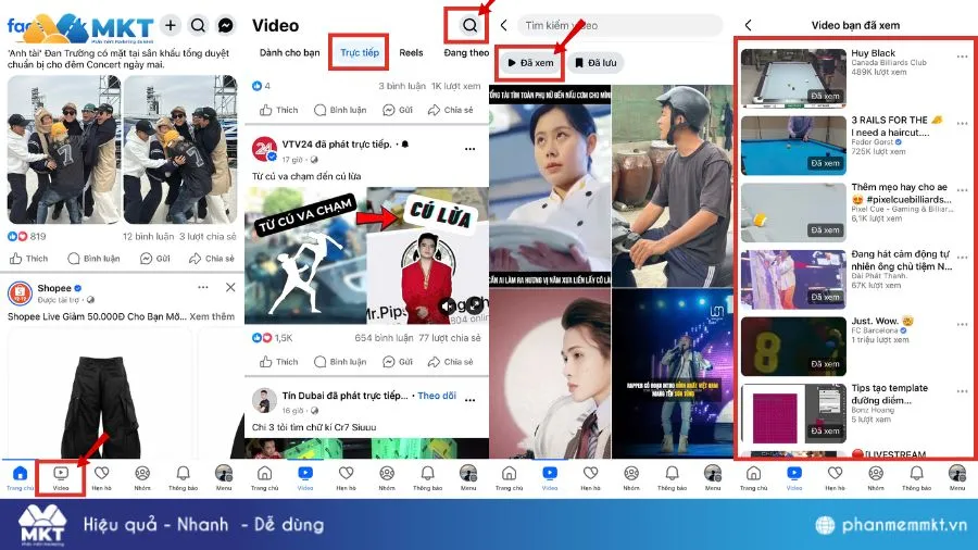 Cách truy cập mục Video đã xem trên Facebook Watch để xem lại livestream