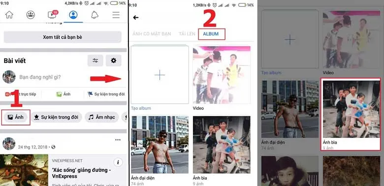 Cách xóa album ảnh trên Facebook bằng điện thoại: Bước 1