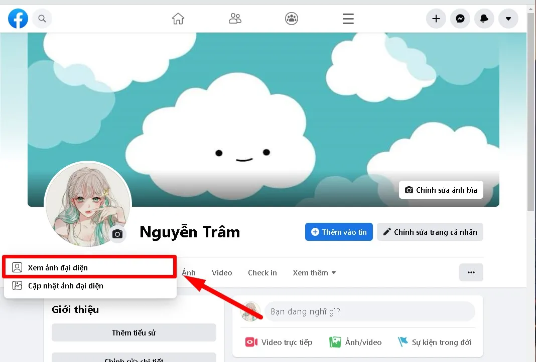 Cách xóa ảnh đại diện trên Facebook bằng máy tính bước 2