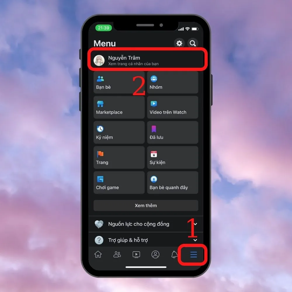 Cách xóa ảnh đại diện trên Facebook bằngđiện thoại bước 1