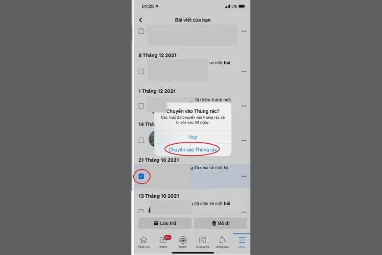 Cách xóa bài viết trên Facebook nhanh nhất trên điện thoại bước 4