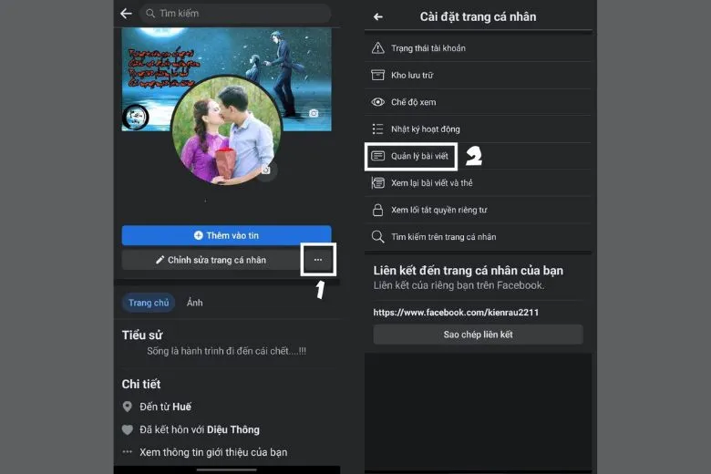 Cách xóa hết bài viết trên Facebook bằng điện thoại bước 1