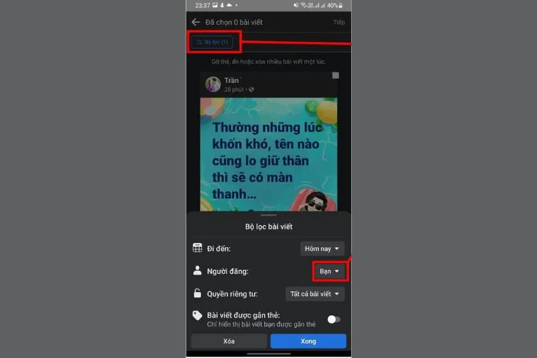 Cách xóa hết bài viết trên Facebook bằng điện thoại bước 2