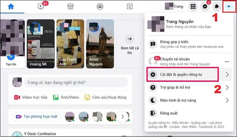 Cách xóa số điện thoại trên Facebook bằng máy tính: Bước 1