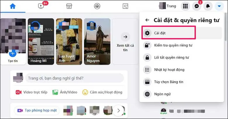Cách xóa số điện thoại trên Facebook bằng máy tính: Bước 2