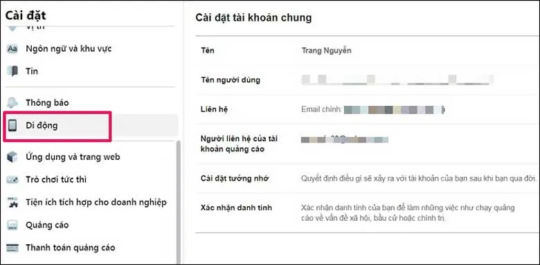 Cách xóa số điện thoại trên Facebook bằng máy tính: Bước 3